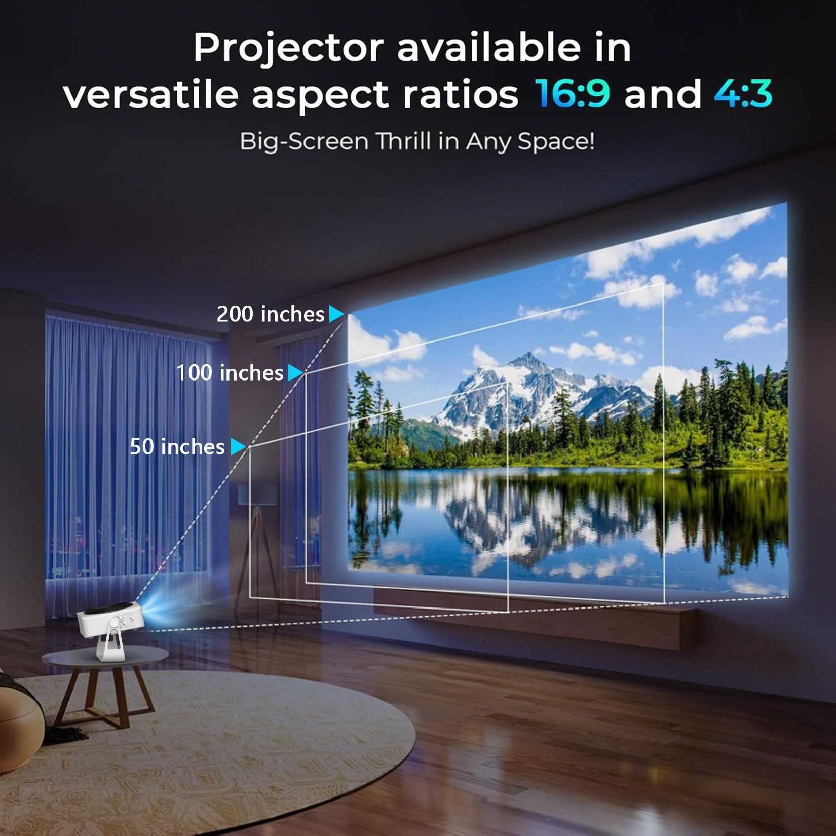 2025 Cross-border New Ultra-High-Definition Smart Android Wi-Fi Pan-tilt Projector for Home Wall Projection, Bedroom, Living Room, Family Use Z251126