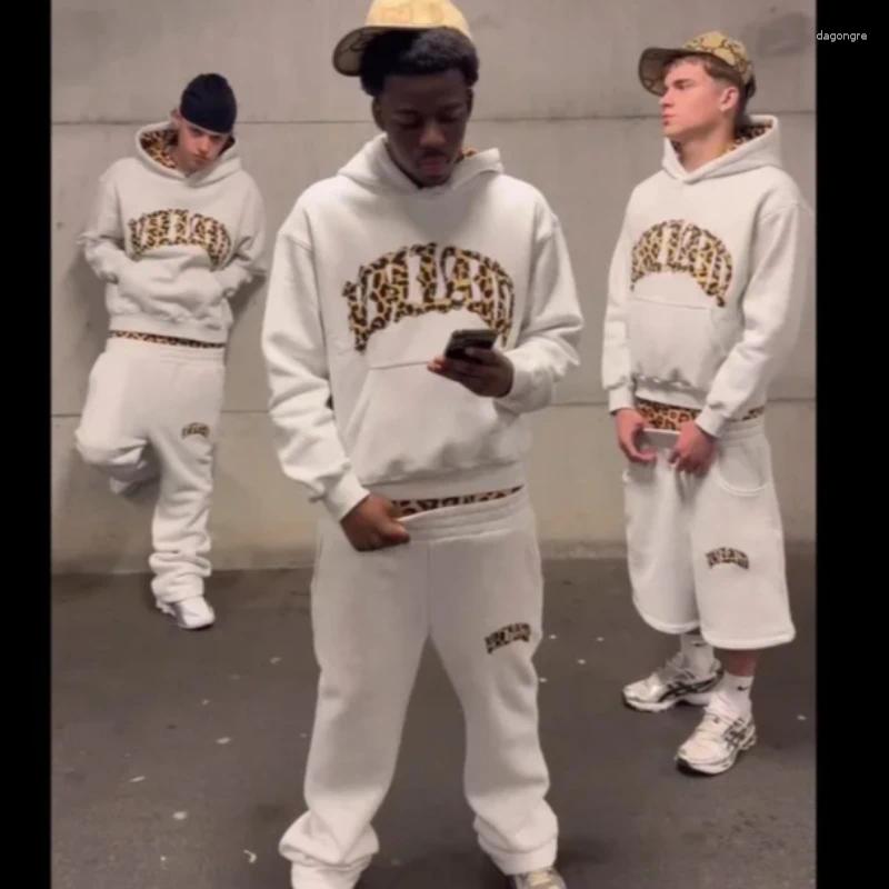 Men's Pants Hip Hop Double Waist Design Leopard Splice Couple Casual Versatile Jogging Trouser High Street Loose Letter Print Sweatpant Z260315