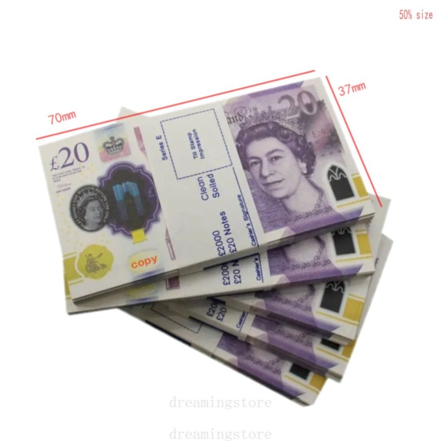 New Fake UK Money Party 5 10 20 50 100 200 US Dollar Euro Pound English Realistic Toy Banknotes Bar Copy Movie Prop Money Faux-billets 988 1126