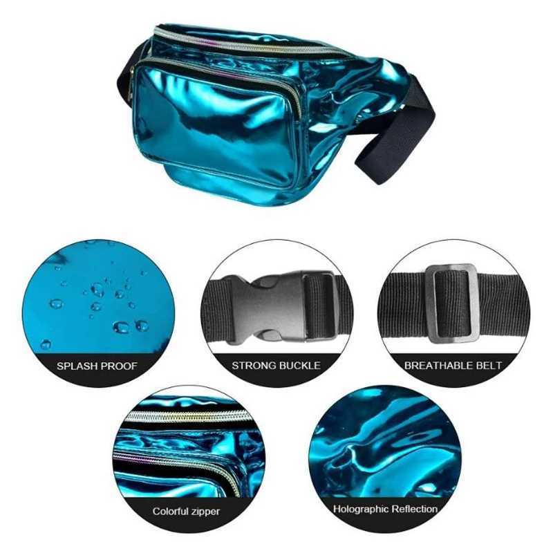 Geestock Waist Bag Fashion Women Fanny Pack PVC Adjustable Holographic Bag for Travel Party Festival Hiking RunningT251126
