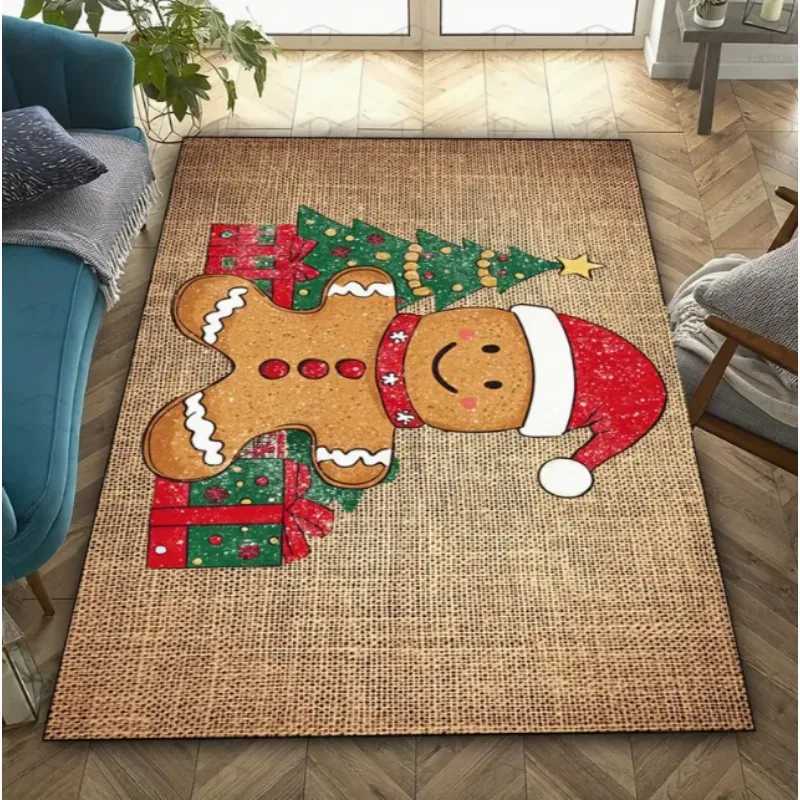 Gingerbread Man Carpet Christmas Tree Christmas Floor Mat Terrace Living Room Bedroom Balcony Camping Outdoor Carpet DecorationM251126