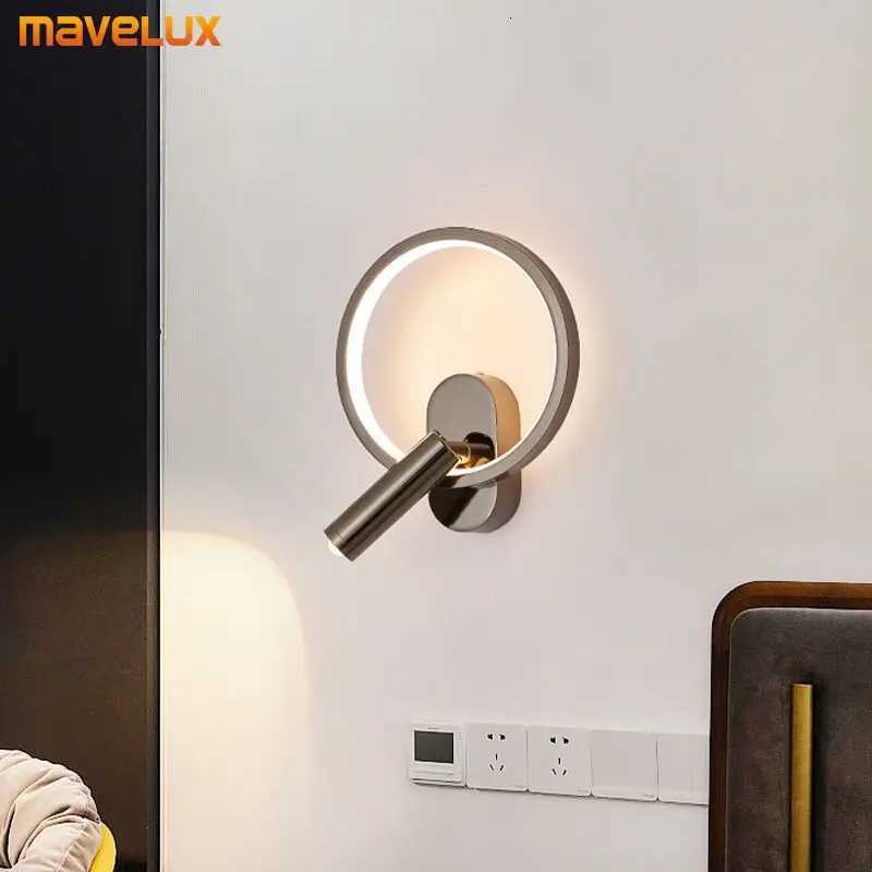 Wall Lamp with Spotlights 2023 New Minimalist Bedroom Bedside Reading Light Rotating Background Indoor Wall Light M251126