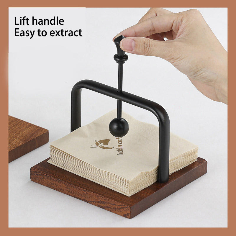 Coffee shop napkin holder Western restaurant tissue holder solid wood hotel tissue holder desktop