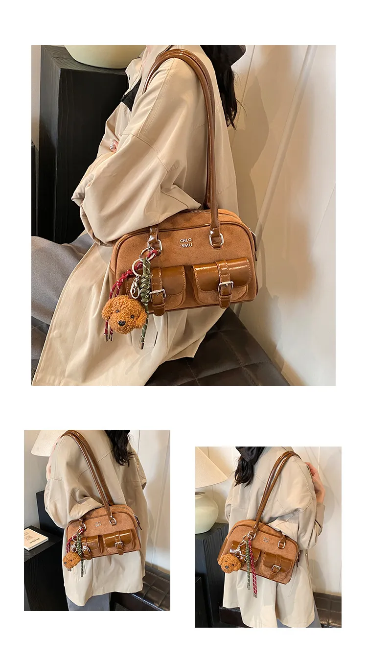 2025 new free shipping designer Single shoulder bag Vintage solid color casual versatile Tote package for women brown