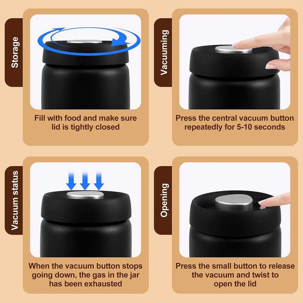 Coffee Beans Vacuum Sealed Jug 304 Stainless Steel Food Keep Fresh Storage Container Kitchen 1200ml Coffee Vacuum Canister Y251126