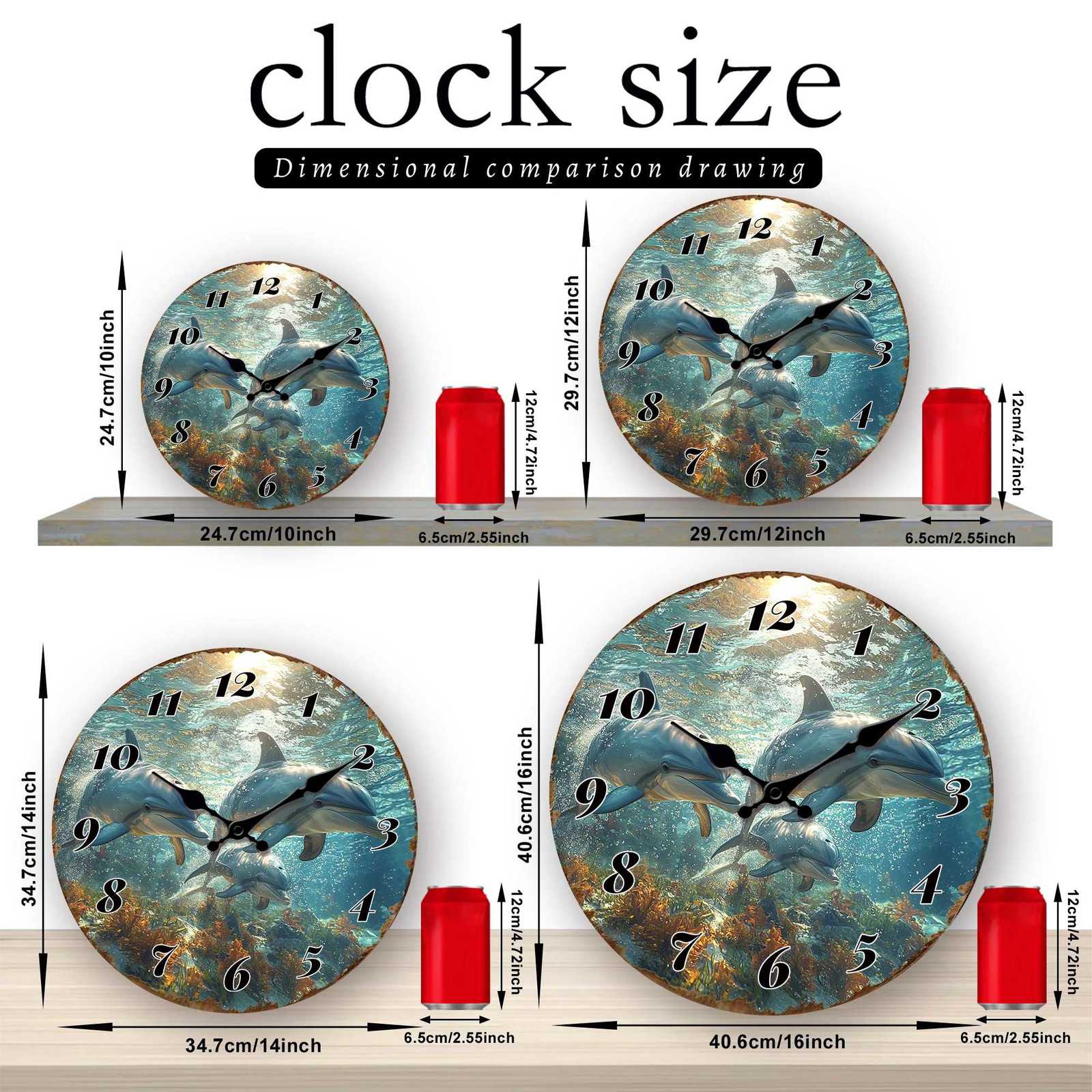 Underwater Dolphins Wall Clock Ocean Life Theme Decor C251126