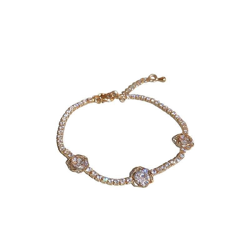 Light Luxury Zircon Flower Hollow Unique Design Pastoral Style Bracelet Niche Temperament Simple Jewelry Wholesale for Women - view 9