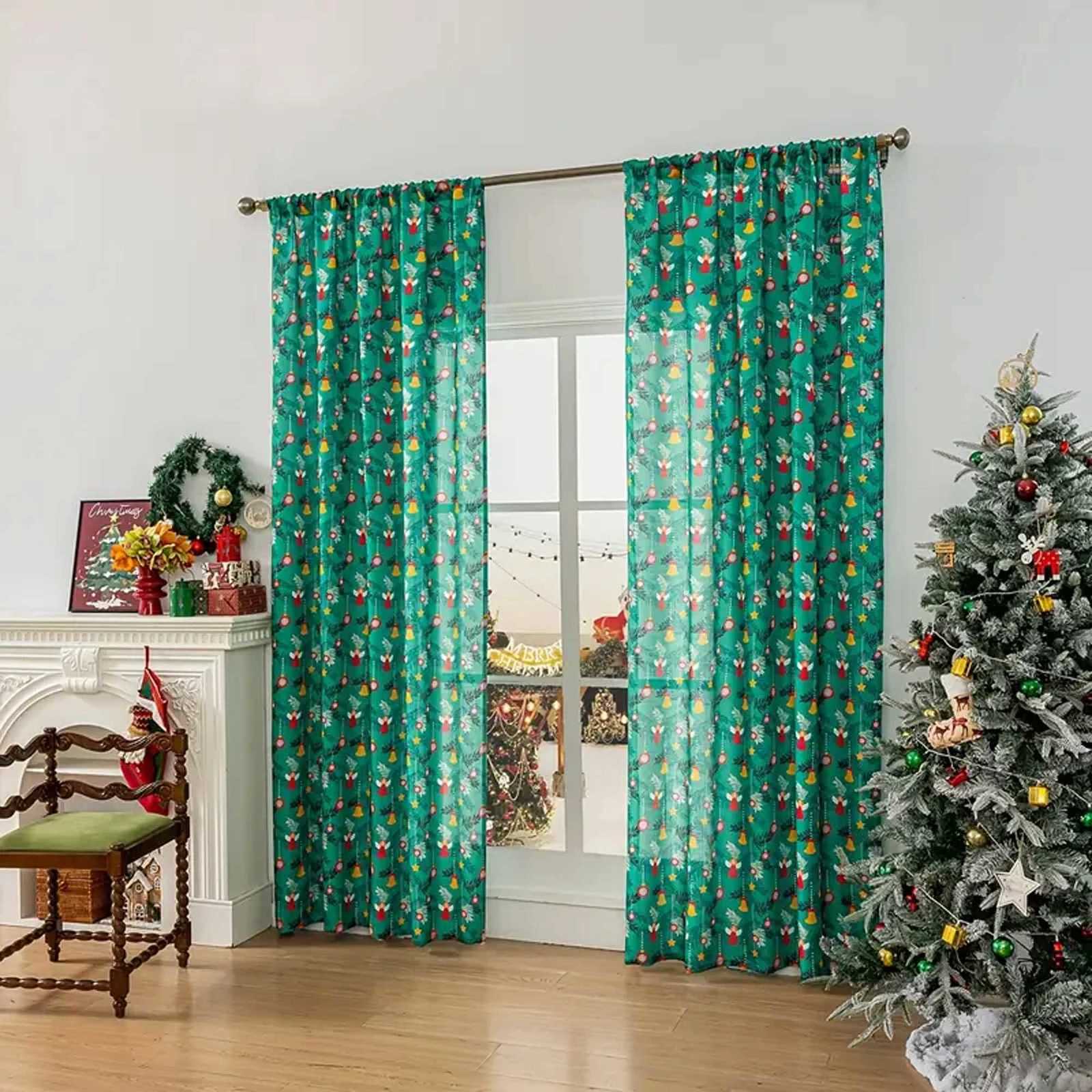Christmas 1pc Fashionable Printed Curtain Panel Sun Blocking Ideal for Living Room Bedroom Kitchen All-Season Decorative Drapes Y251126
