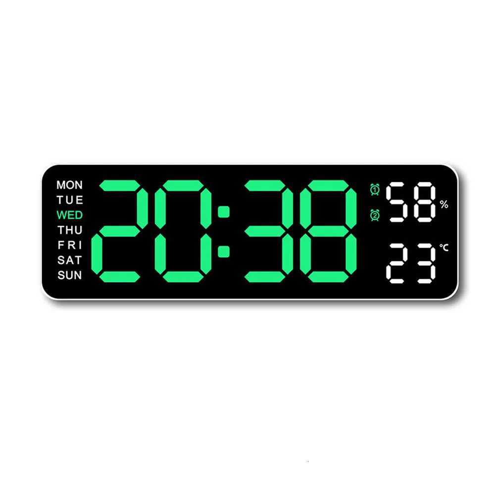Digital LED Alarm Clock with CalendarTemperature and Humidity Acrylic or Mirror Surface Selectable Desk Clock or Wall Hanging C251126