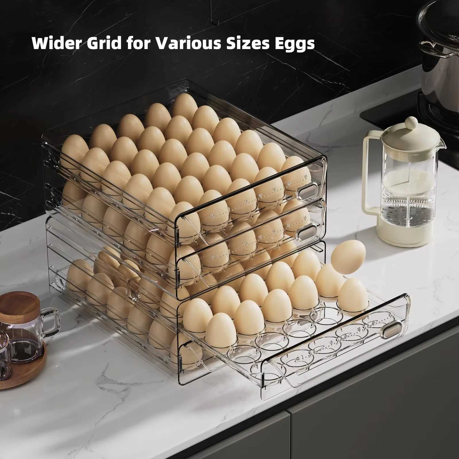 Clear 60 Egg Container for Refrigerator Egg Holder for FridgeStackable Egg Storage Container Egg Fresh Storage Box Tray Y251126