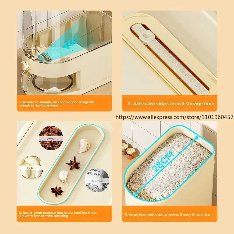 2025Home Rice Storage Container Press-Type Airtight Rice Bucket Insect-Proof Moisture-Proof Grain Bin for Pet Food Flour Storage Y251126