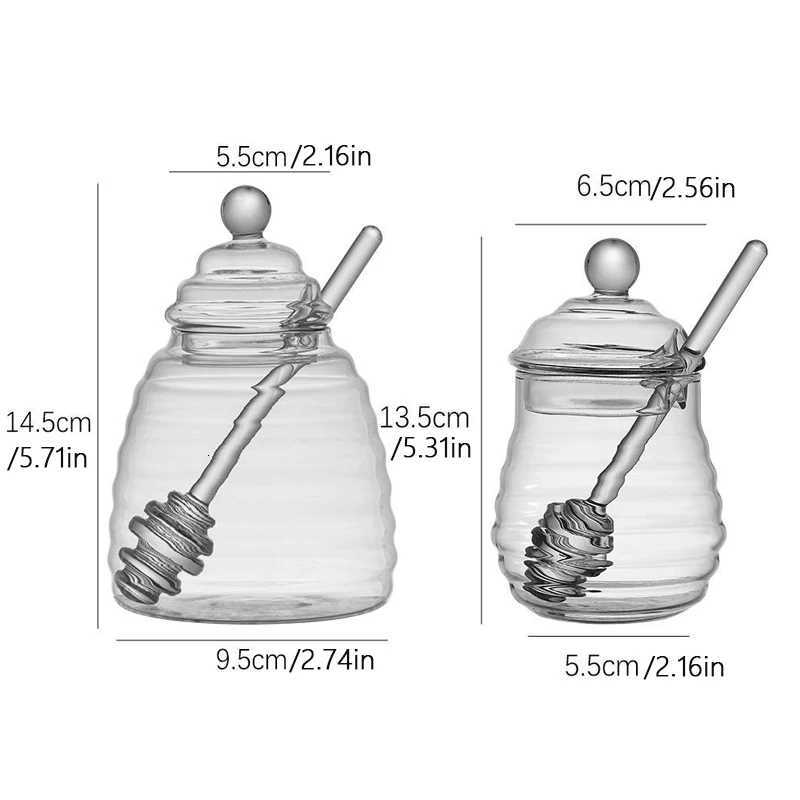 1Set Glass Honeycomb Tank Honey Storage Container With Dipper And Lid Honey Bottle For Home Wedding Party Kitchen Tools Y251126