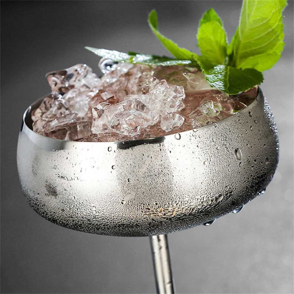 6pcs 450ml Stainless Steel Margarita Glasses Cocktail Champagne Coupe Glasses C251126