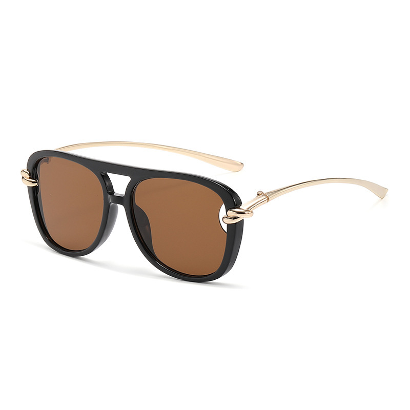 New European & American Style Fashionable Double-Bridge Sunglasses Unisex Metal UV Protection Trendy Street Style Sunglasses