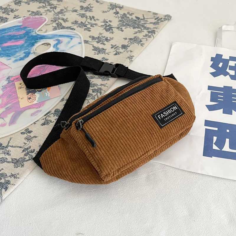 Corduroy Womens Waist Bag Small Canvas Ladies Casual Shoulder Crossbody Bags Fashion Fanny Pack Female Solid Color Chest BagT251126