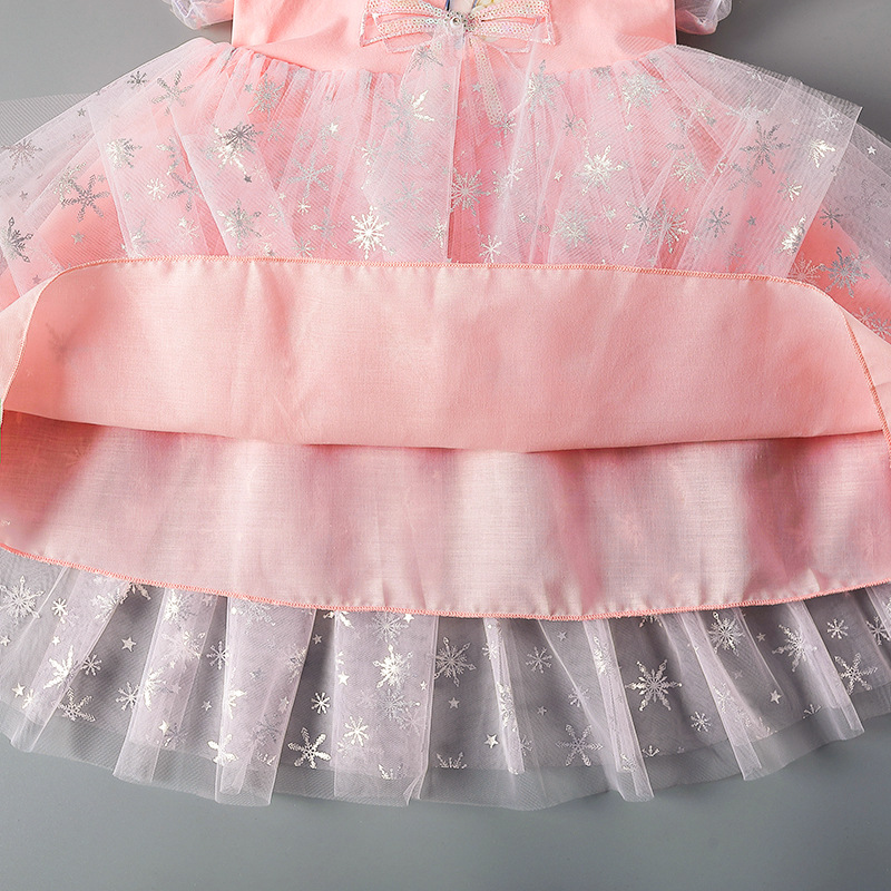 DISNEY Kids designer clothes Princess Skirt A-line Skirt Birthday Party Dress baby dress for summer short-sleeved thin cotton dress for children Froze