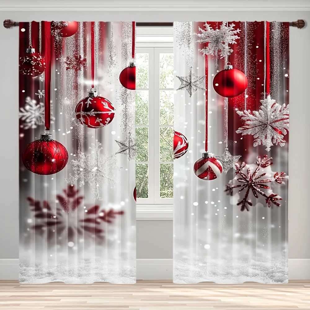 Curtain Christmas 2pcs Stylish Christmas Curtains for Bedroom Living Room Home Holiday Decor Y251126