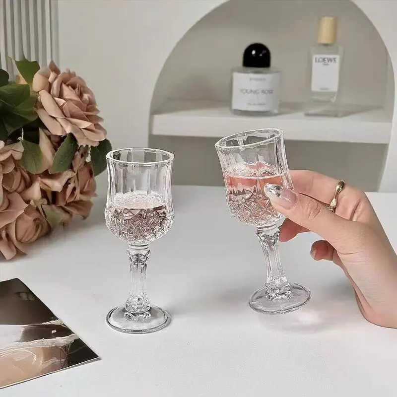 4 Style Ins-style Glass Embossed Champagne Glass Red Wine Glass Tall Glass High Appearance Level Glass Wine Glass Water Glass C251126