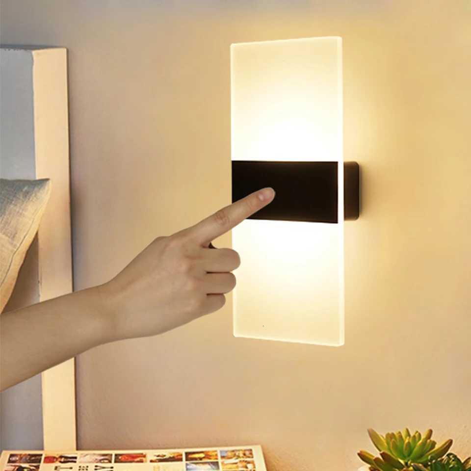 USB Recharge Wall Lamp Touch Motion Sensor Switch Indoor Acrylic Night Lights Bedroom Bedside Wall Sconce Nordic LED Wall Light M251126
