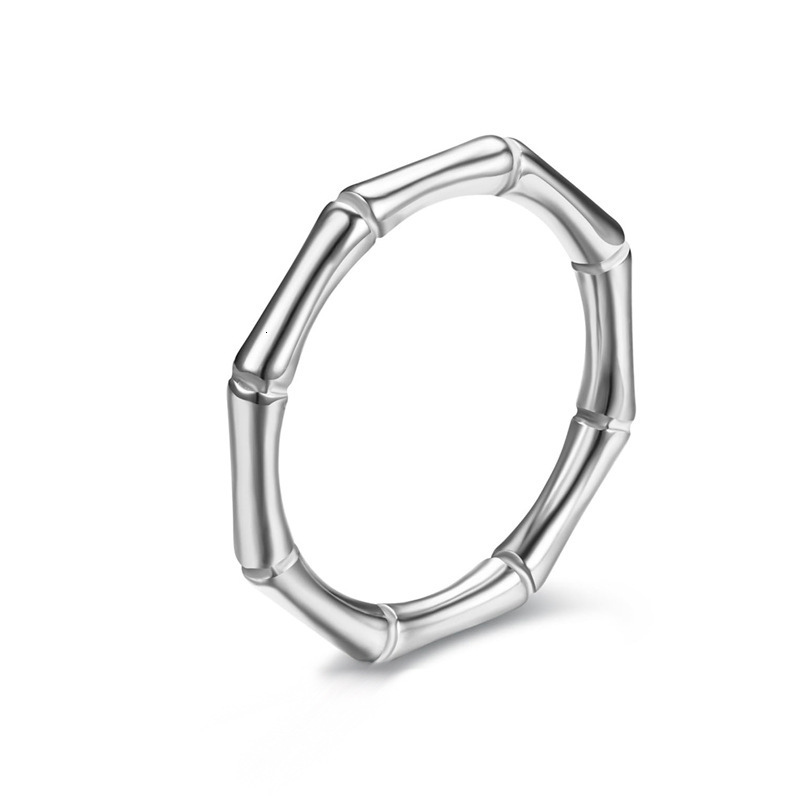 Japanese Korean stainless bamboo index finger ring, female personality temperament, simple and popular gold bone joint titanium steel ring