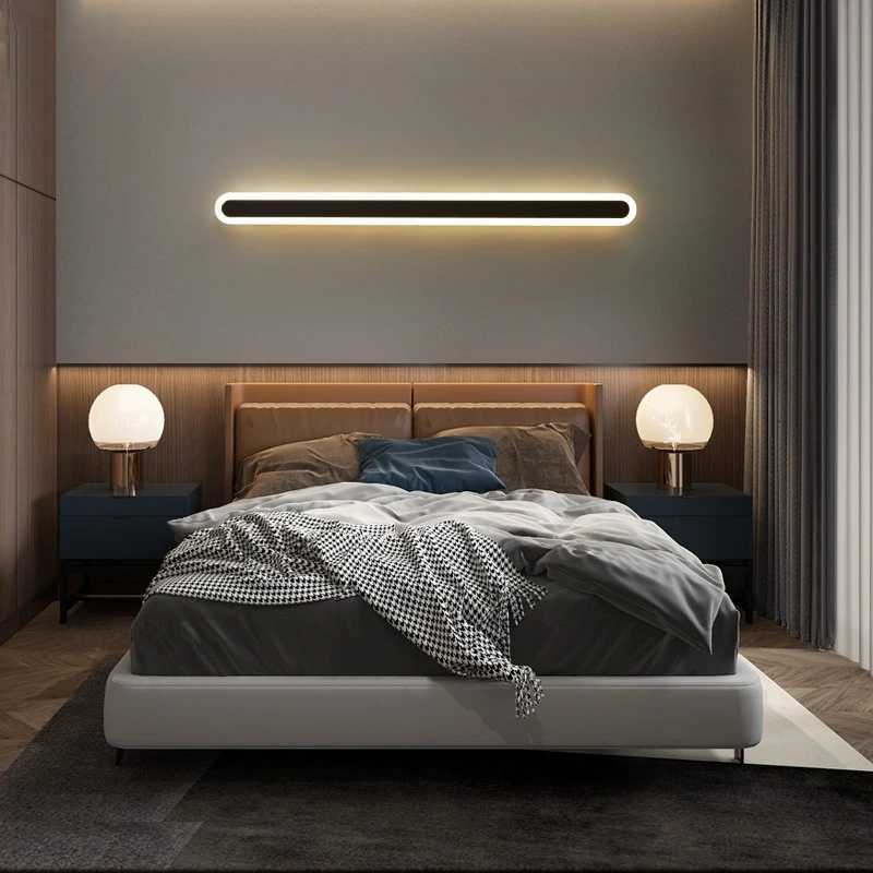 Rounded Right-angle LED Long Wall Lamp Nordic Modern Minimalist Style Bedroom Bedside Living Room Lamp Staircase Lighting85-265V M251126
