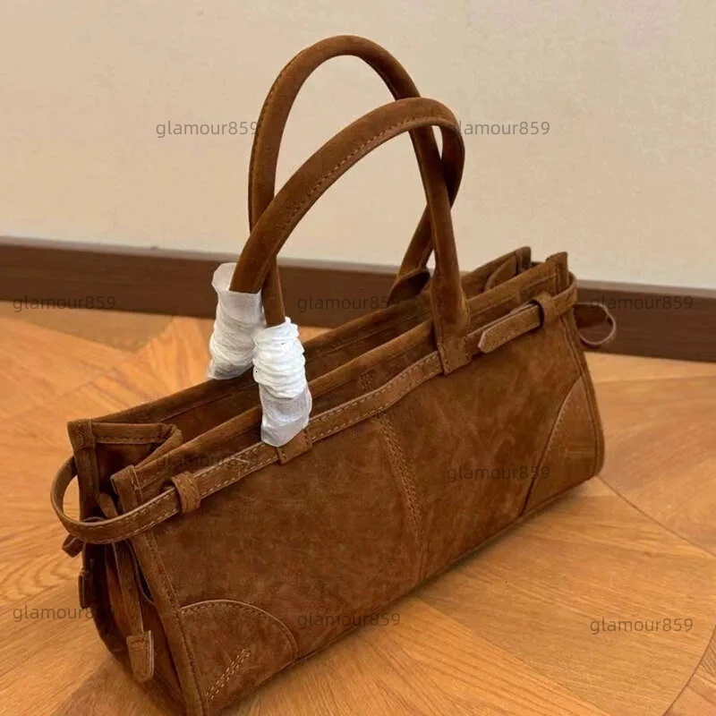 Suede Brown Shoulder Bag Womens Designer Totes Soft Lux Leather Handbag Casual Mens New Tote