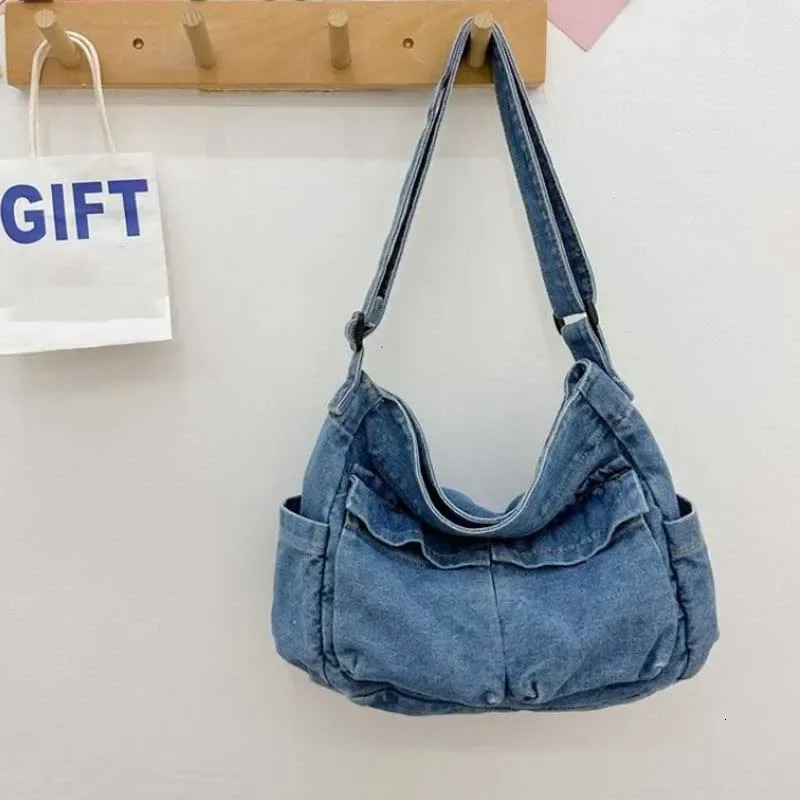 Denim Vintage Messenger Bag for Women Tote Handbag Fashion Jeans Crossbody Shoulder Bag Large Capacity Causal Ladies Satchel Bag 251124