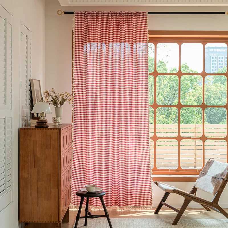 Curtain Christmas Buffalo Plaid Check Curtains Semi-Blackout Red and White Buffalo Checkered Window Drapes for Farmhouse Bedroom Living Room Y251126