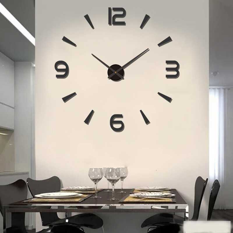 NEW Modern Design Large Wall Clock 3D DIY Quartz Clocks Fashion Watches Acrylic Mirror Stickers Living Room Home Decor Horloge C251126