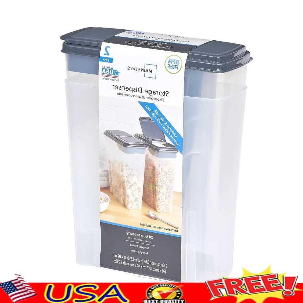 2-Pack Plastic Cereal Dispenser Containers 6 Quart Easy Grip Flip Lid Dry Food Storage Organizer Y251126