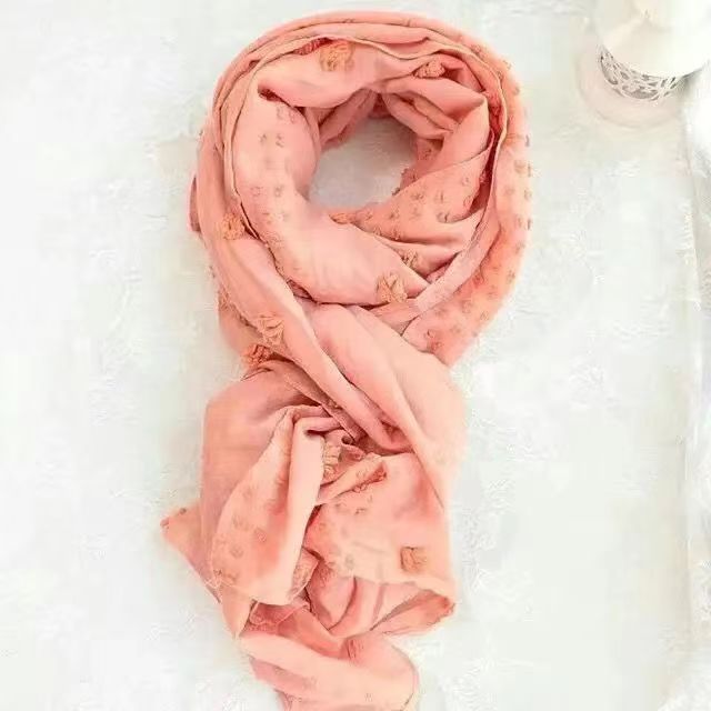 T561 Korean version of all-match solid color oversized spring and autumn cotton and linen plaid scarf literary women's winter shawl Korean silk s