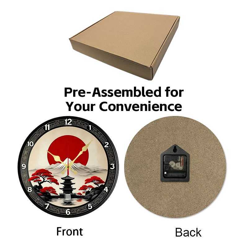 Mount Fuji Sunrise Wooden Round Silent Hanging Wall Clock Suitable For Living RoomOffice Study Room Bedroom Home Decoration C251126