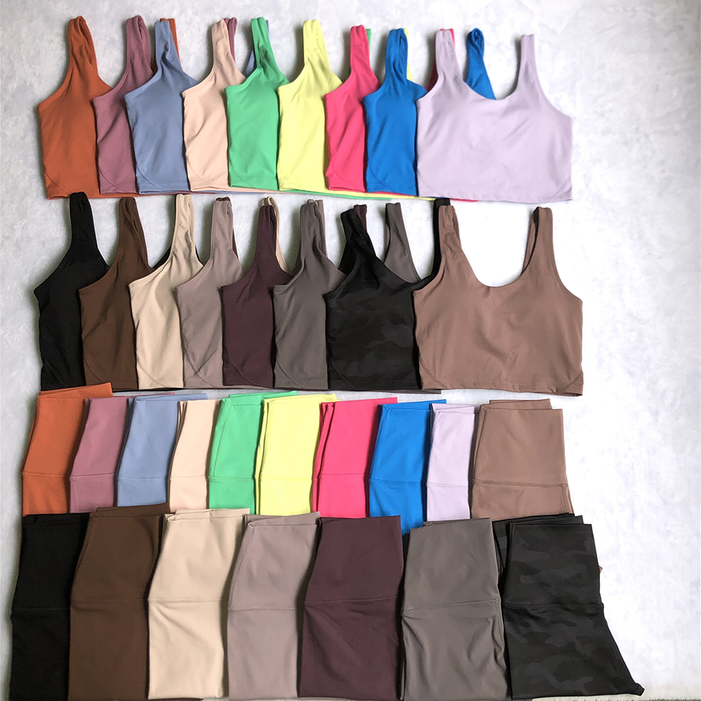 Two-Piece Yoga Set with V-Back Sports Bra and High-Waisted Leggings for Workout