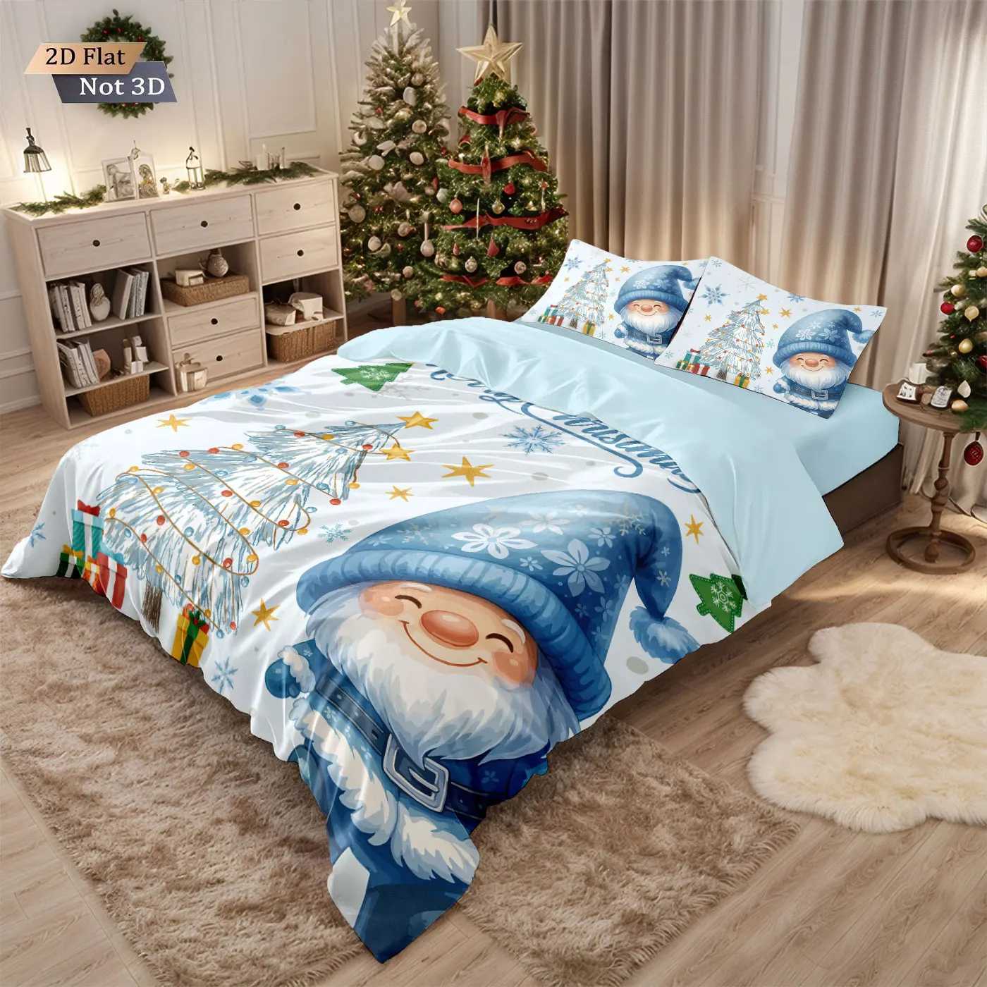 Christmas 3pcs Merry Christmas Blue goblin print coreless duvet cover set multi size dormitory bedding holiday decoration machine washable Y251126