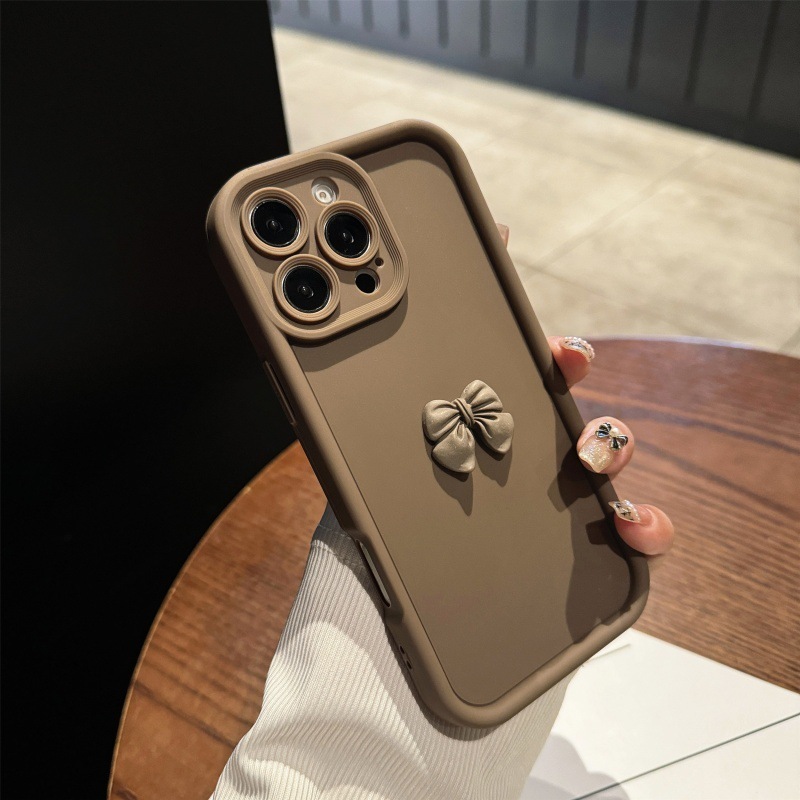 Bowknot Phone Case Compatible With iPhone 17 Pro Max Creative Matte Full Coverage Shockproof Cover iPhone 16/15