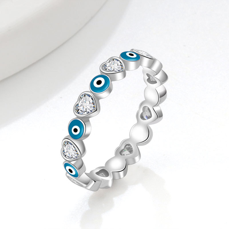 Lucky Blue Turkish Evil Eye Open Rings For Women Gold Color Colorful Enamel Heart Zircon Eye Finger Ring Vintage Gothic Jewelry High quality gold desi - view 7