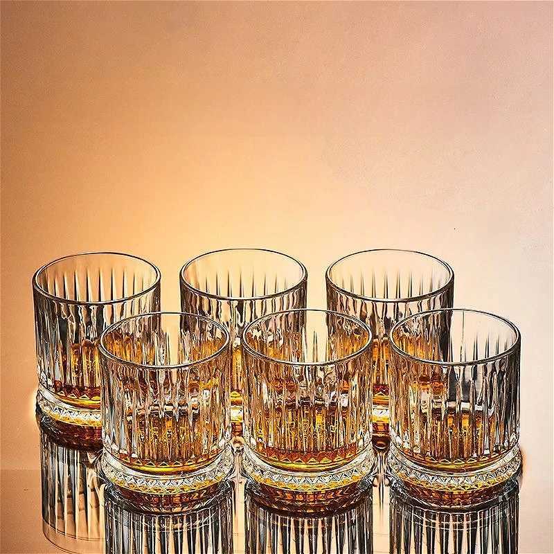 2pcs Sets Luxury Wine Glasses Creative Carved Whiskey Glass Party Exquisite Transparent Glass Cup Water Bottle Bar Accessories C251126
