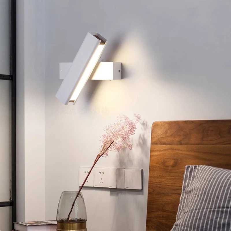 Nordic modern minimalist LED wall lamp rotatable bedroom bedside lamp reading lamp living room aisle wall lamp M251126