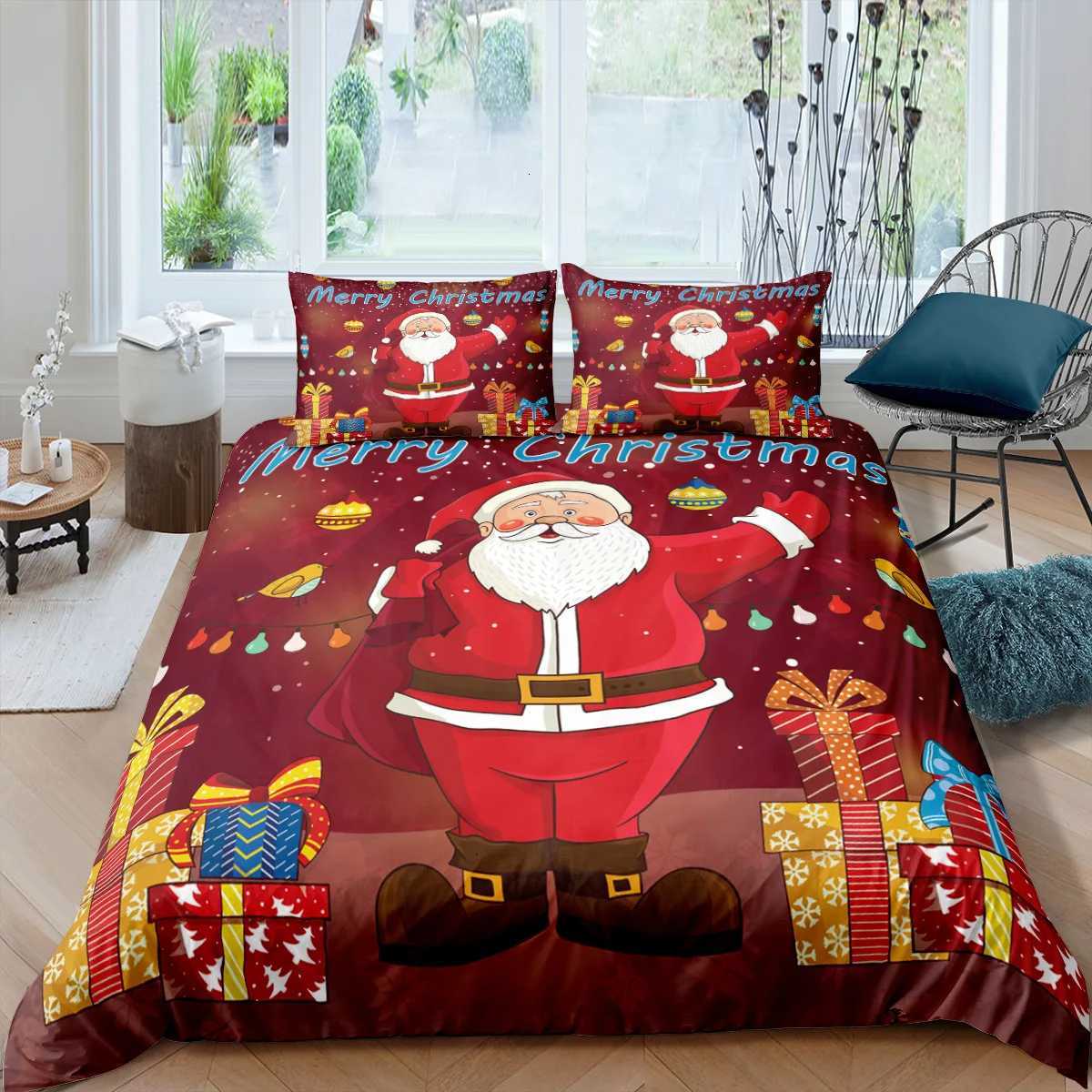 Christmas Christmas Snowman Santa Bedding Set Cartoon Duvet Cover For Kids Gift Comforter Bedding And Pillowcase Duvet Cover Set Decor Y251126