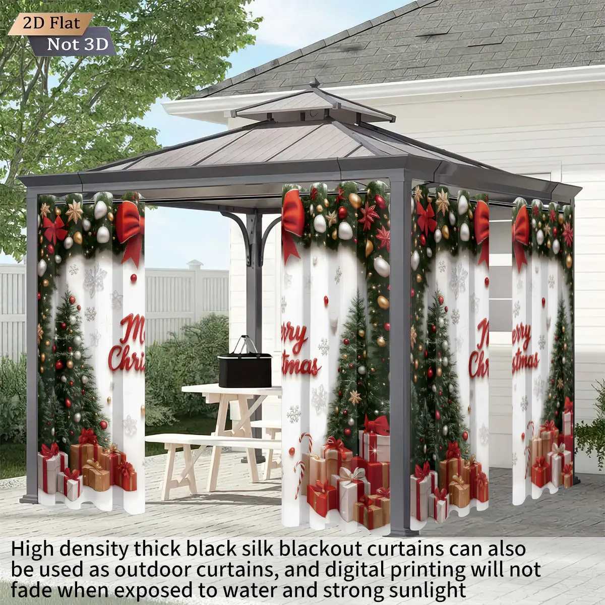 Curtain Christmas 2pcs Merry Christmas tree print blackout curtains thermal insulation multiple sizes living room holiday decoration Y251126