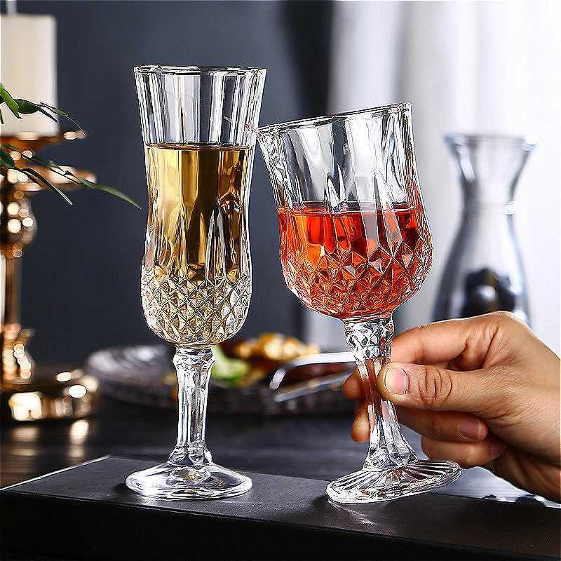 62oz/55oz/79oz/53oz Luxury Diamond Carved Red Wine Glass Transparent Cocktail Glass Premium Champagne Glass Bar Glassware C251126