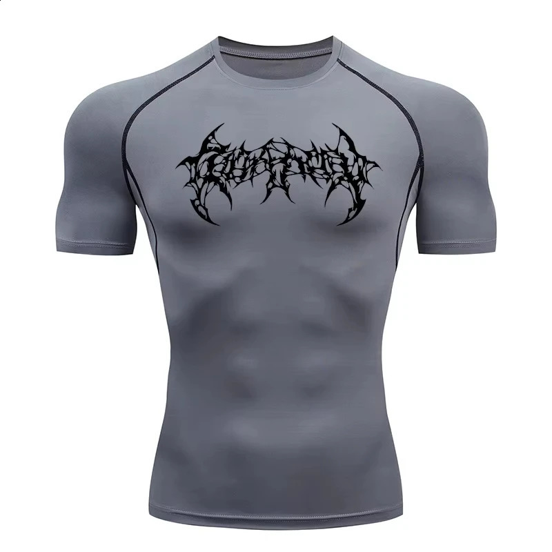 Graphic Print Short Sleeve Compression Shirt for Men Summer Athletic Quick Dry T-shirts Gym Workout Running Training Tees Top 250421