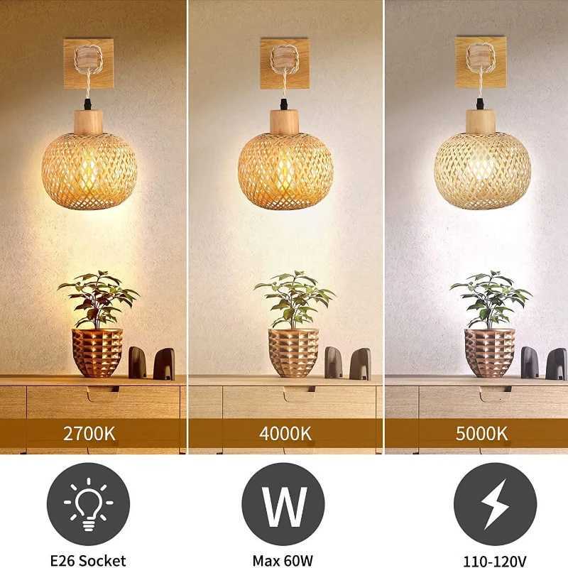 Bamboo Lantern Wall Lamp Natural Rattan WickerE27Chandeliers Hand-Woven Bamboo Room Decor Lampshades Wall Light Fixtures nordic M251126