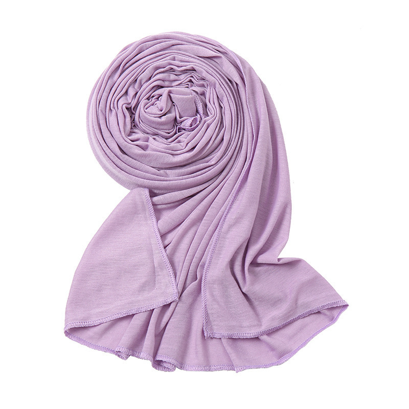 K523 Solid color new single color ladies sweat cloth long scarf Middle East hijab autumn and winter mercerized cotton warm scarf headscarf