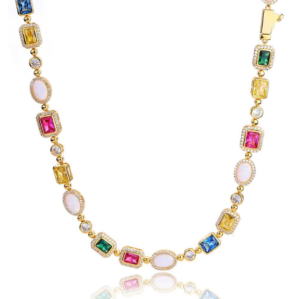 S925 Silver Moissanite Colored Gemstone Necklace for Ladies High Sensitivity Clavicle Chain Customizable Fine Chains for Europe