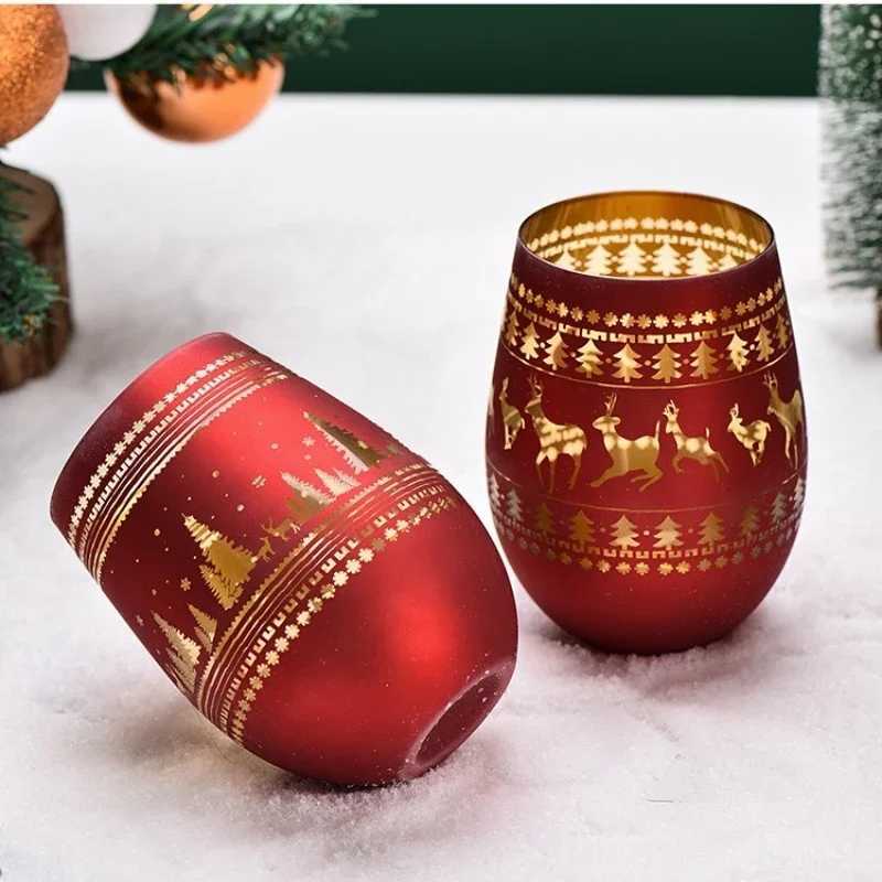 450/520ml Christmas tree Goblet Red Wine Glass Egg Cups Electroplating Engraving Champagne Glass Christmas Party Home Goblet C251126