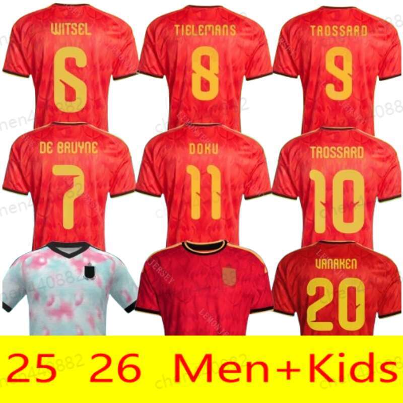 25 26 BELn KidsGIUM jersey DOKU DE BRUYNE football jersey R. LUKAKU E. HAZARD MERTENS BATSHUAYI TIELEMANS CARRASCO T.HAZARD Fans Players Home Away Jerseys