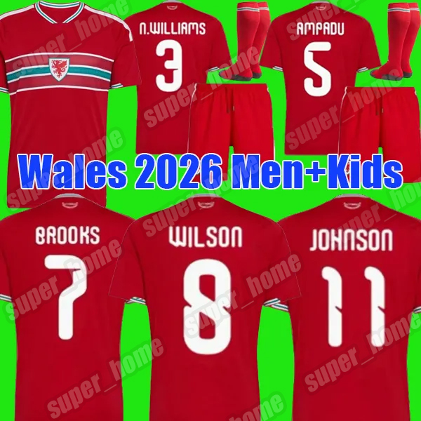 2026 World Cup Wales soccer jerseys JAMES BALE Men Home Away goalkeeper Training fans player Welsh football shirts JOHNSON N.WILLIAMS RODON T.ROBERTS MOORE THOMAS