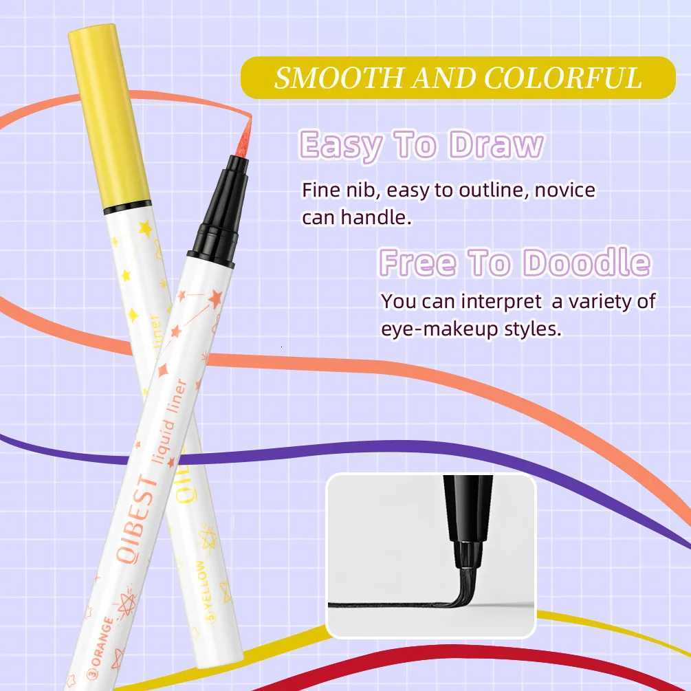QIBEST Ultra-Thin Eyeliner Pencil Waterproof Long Lasting Smooth 12 Color Colorful Liquid Eyeliner High Makeup Pigment Eye LinerT251126