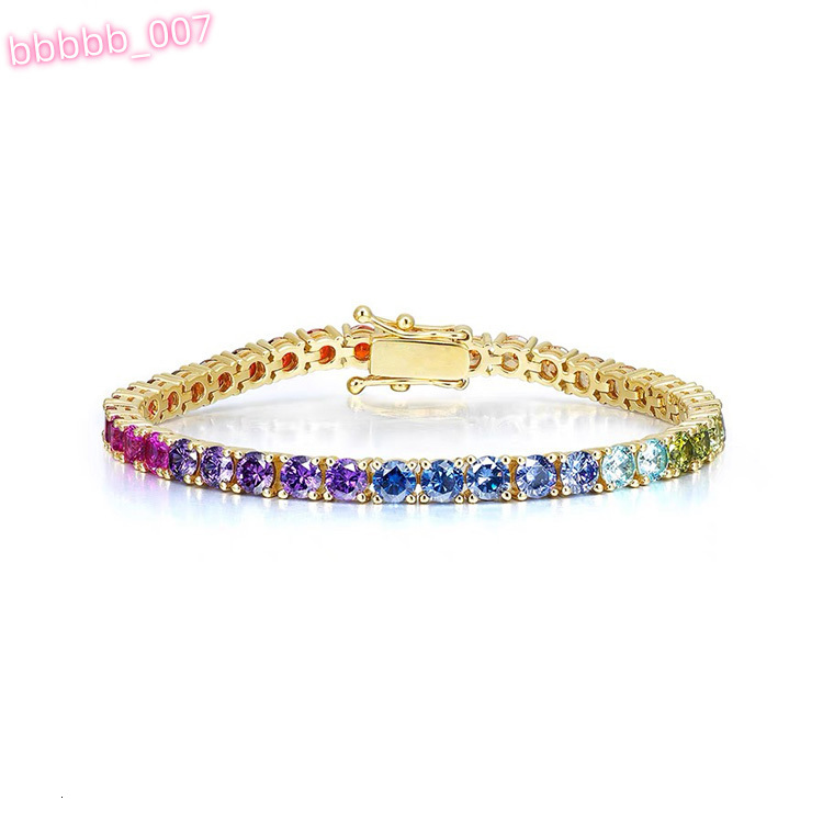 Polychrome Rainbow 3mm-6.5mm High Quality 5A CZ Diamond Real 925 Silver Bracelet Tennis Chain